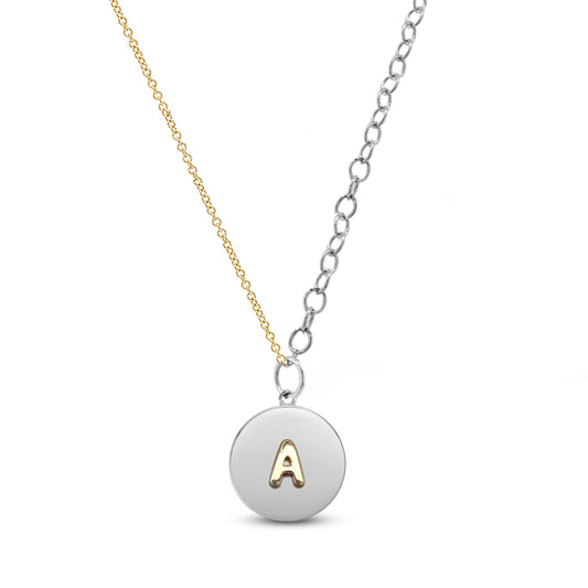 Two-Tone Initial Medallion Necklace