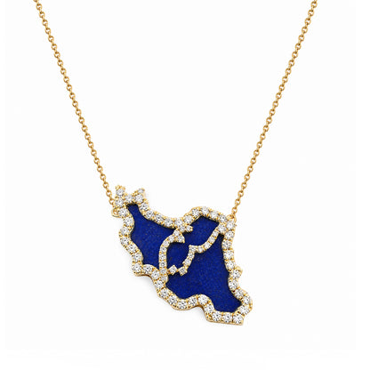 Large Iran Map Gemstone Necklace