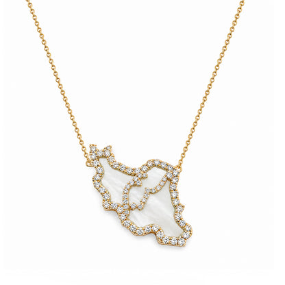 Large Iran Map Gemstone Necklace