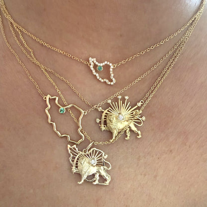Small Iran Map Necklace