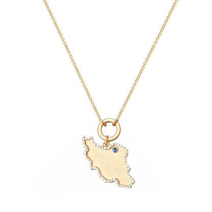 Large Iran map necklace