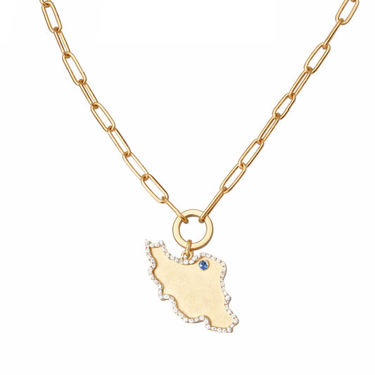 Large Iran map necklace
