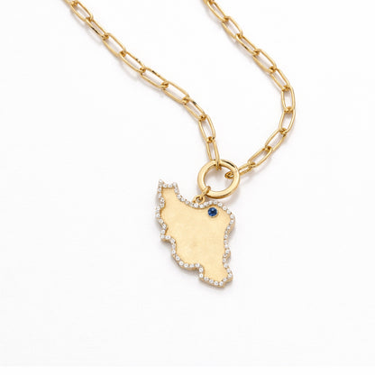 Large Iran map necklace