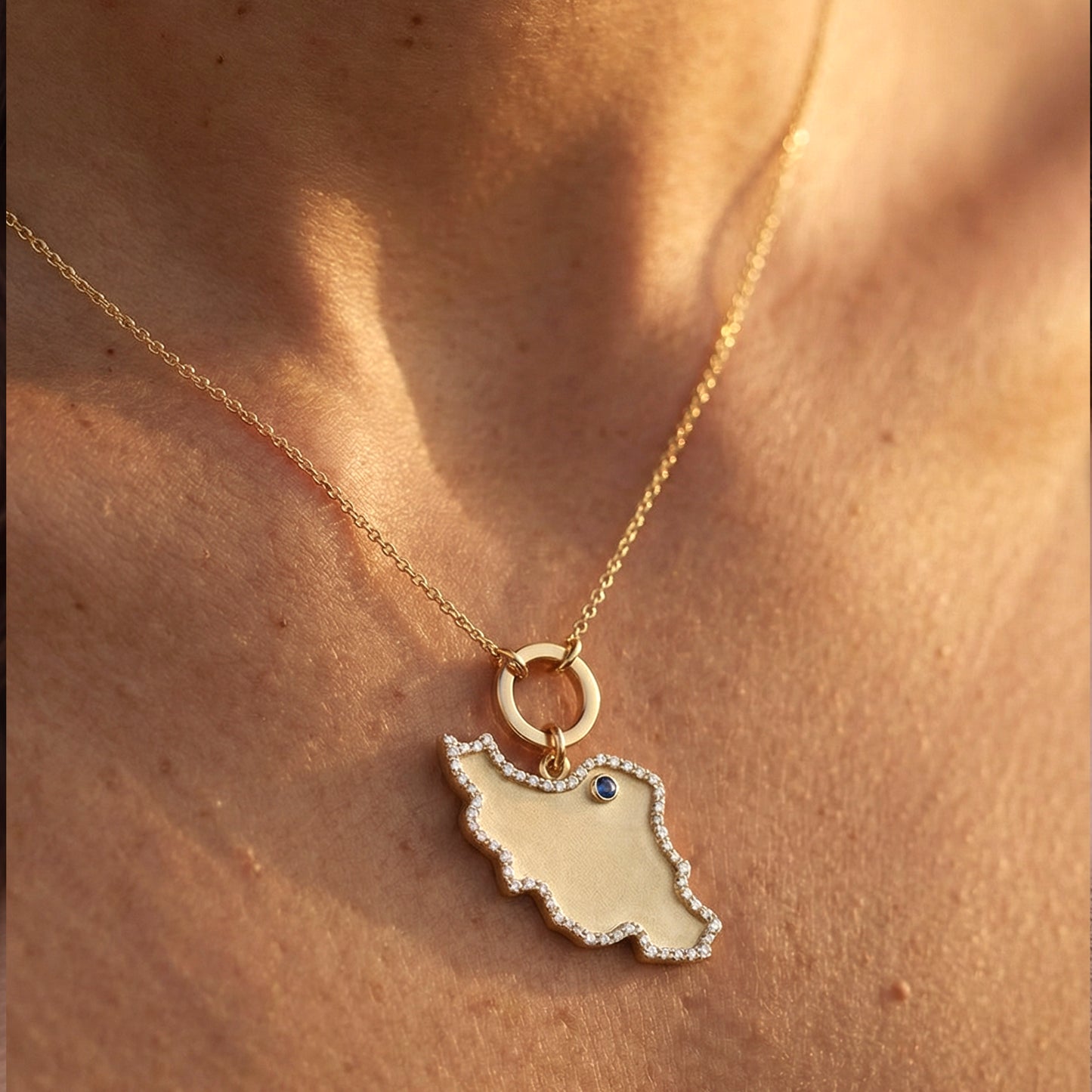 Large Iran map necklace