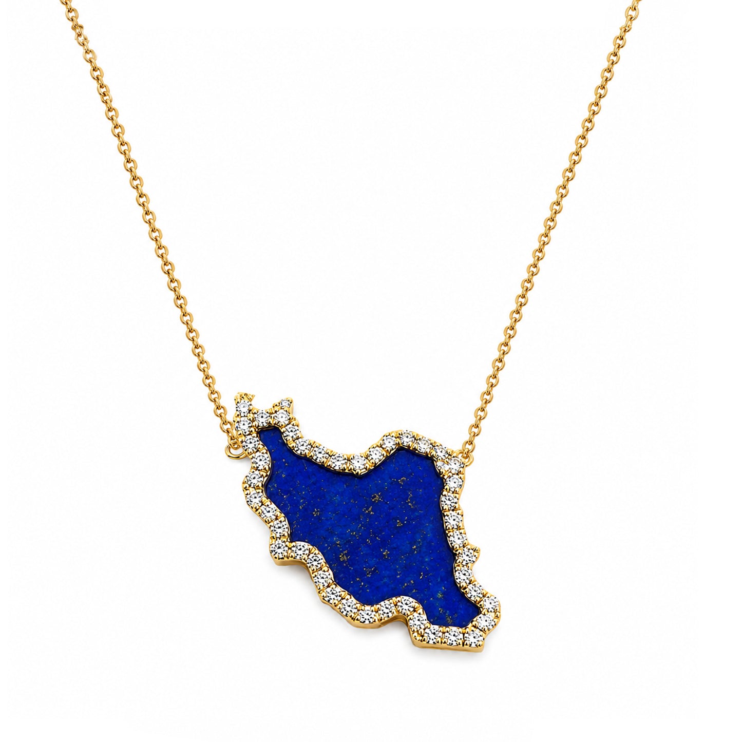 Large Iran Map Gemstone Necklace