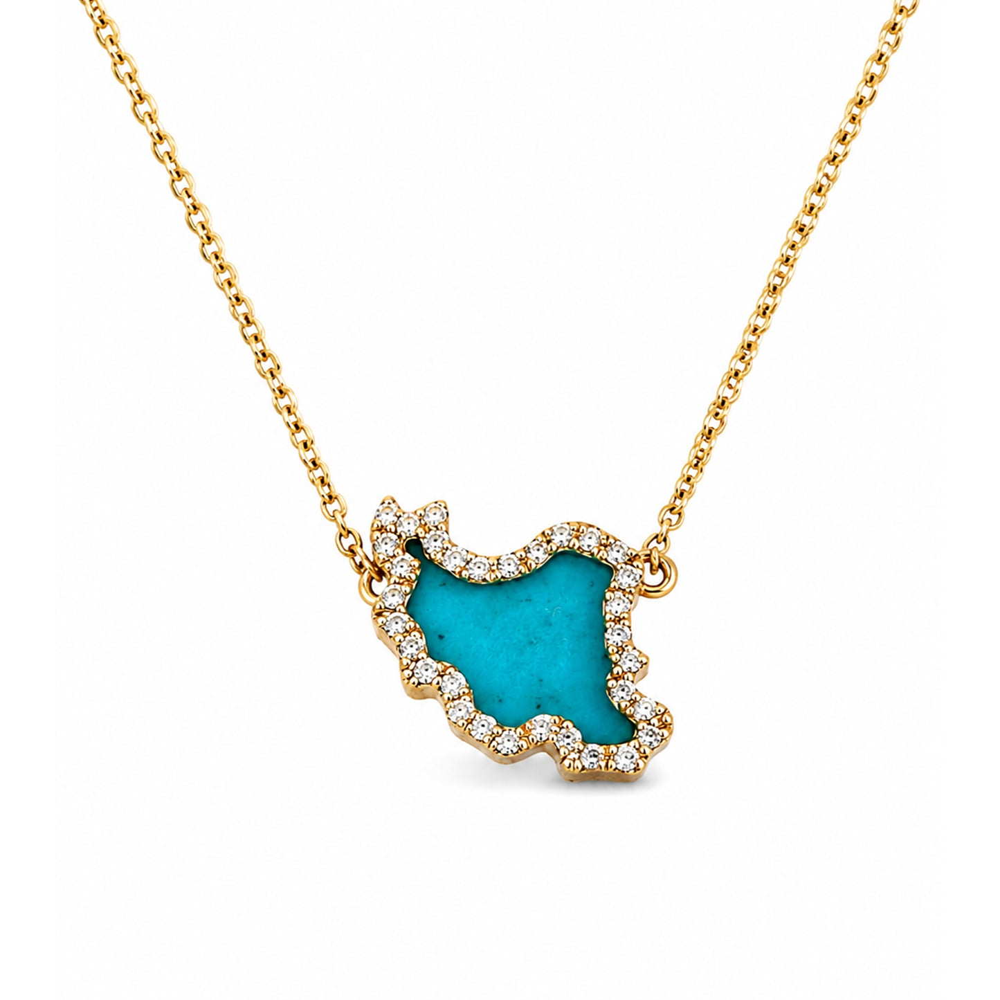 Small Iran Map Gemstone Necklace