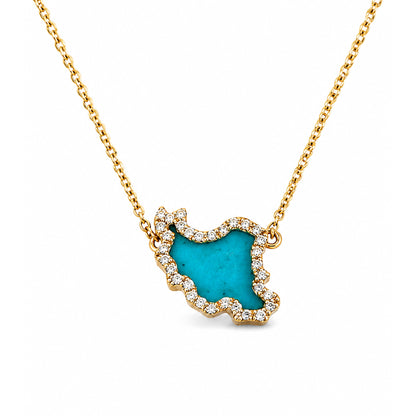 Small Iran Map Gemstone Necklace