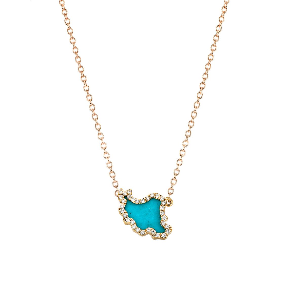 Small Iran Map Gemstone Necklace