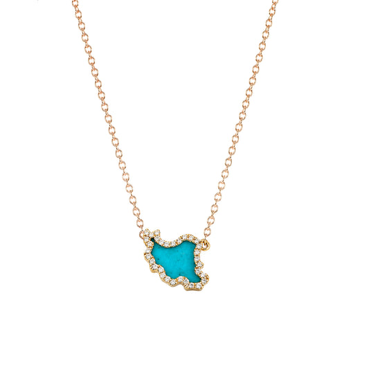 Small Iran Map Gemstone Necklace