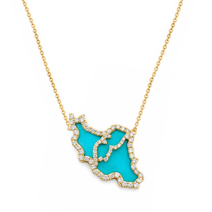 Large Iran Map Gemstone Necklace