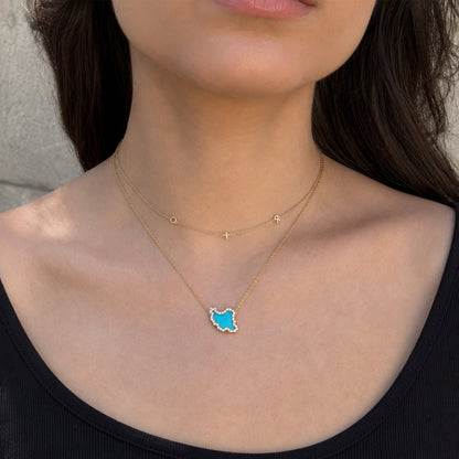 Small Iran Map Gemstone Necklace