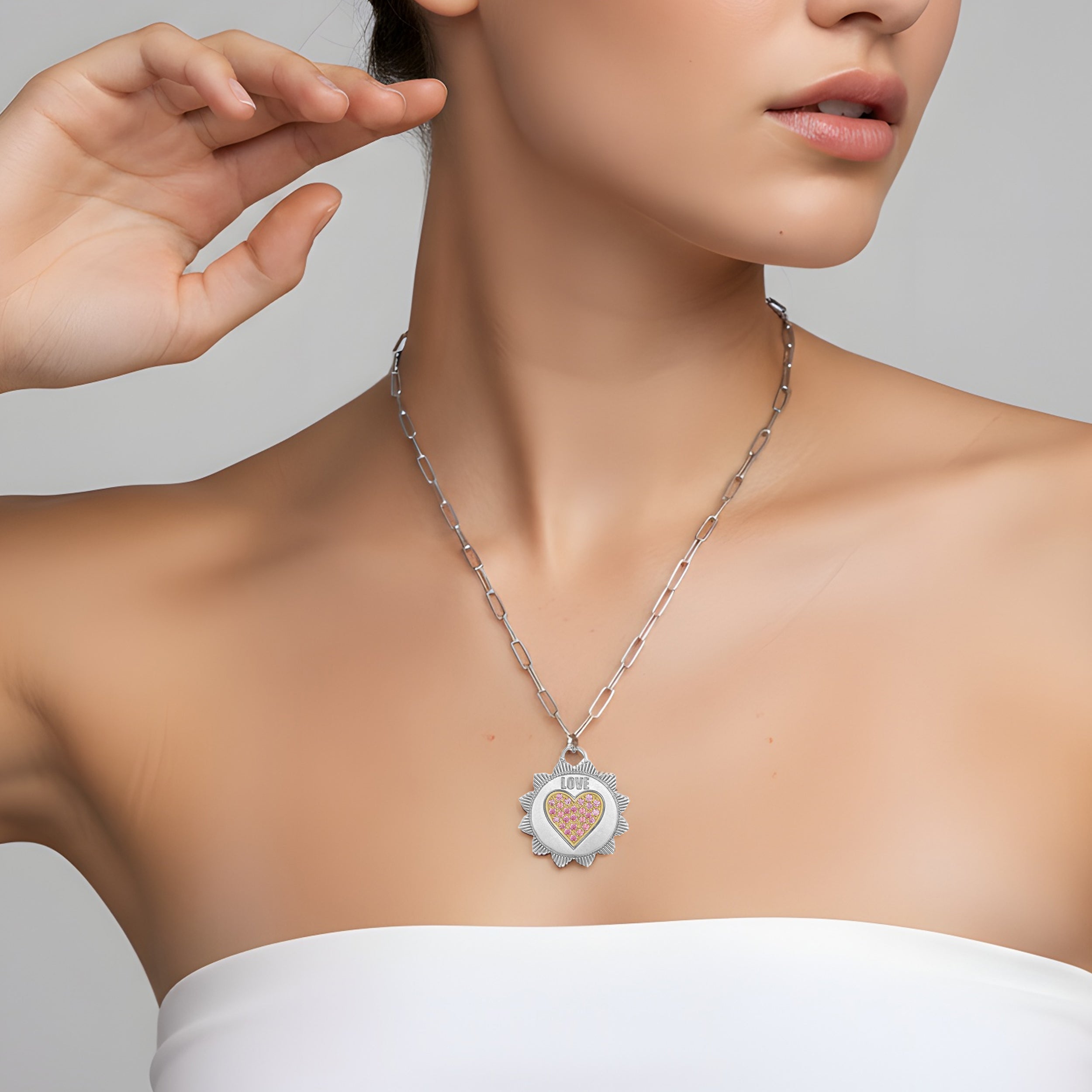 Silver and Gold Small Love medallion