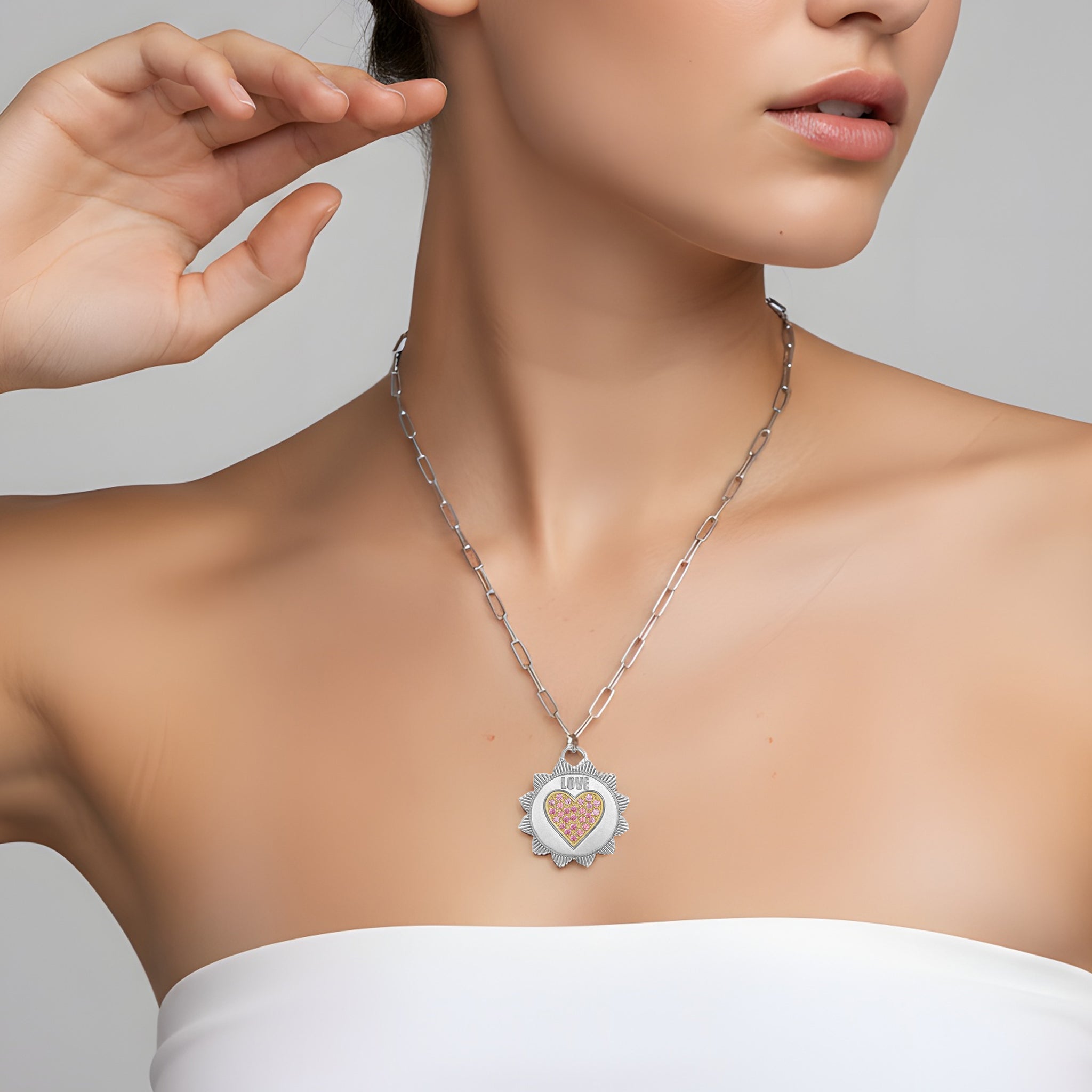 Silver and Gold Small Love medallion