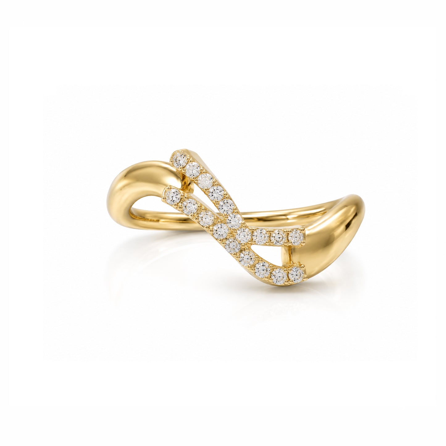 Initial Wave ring Solid gold