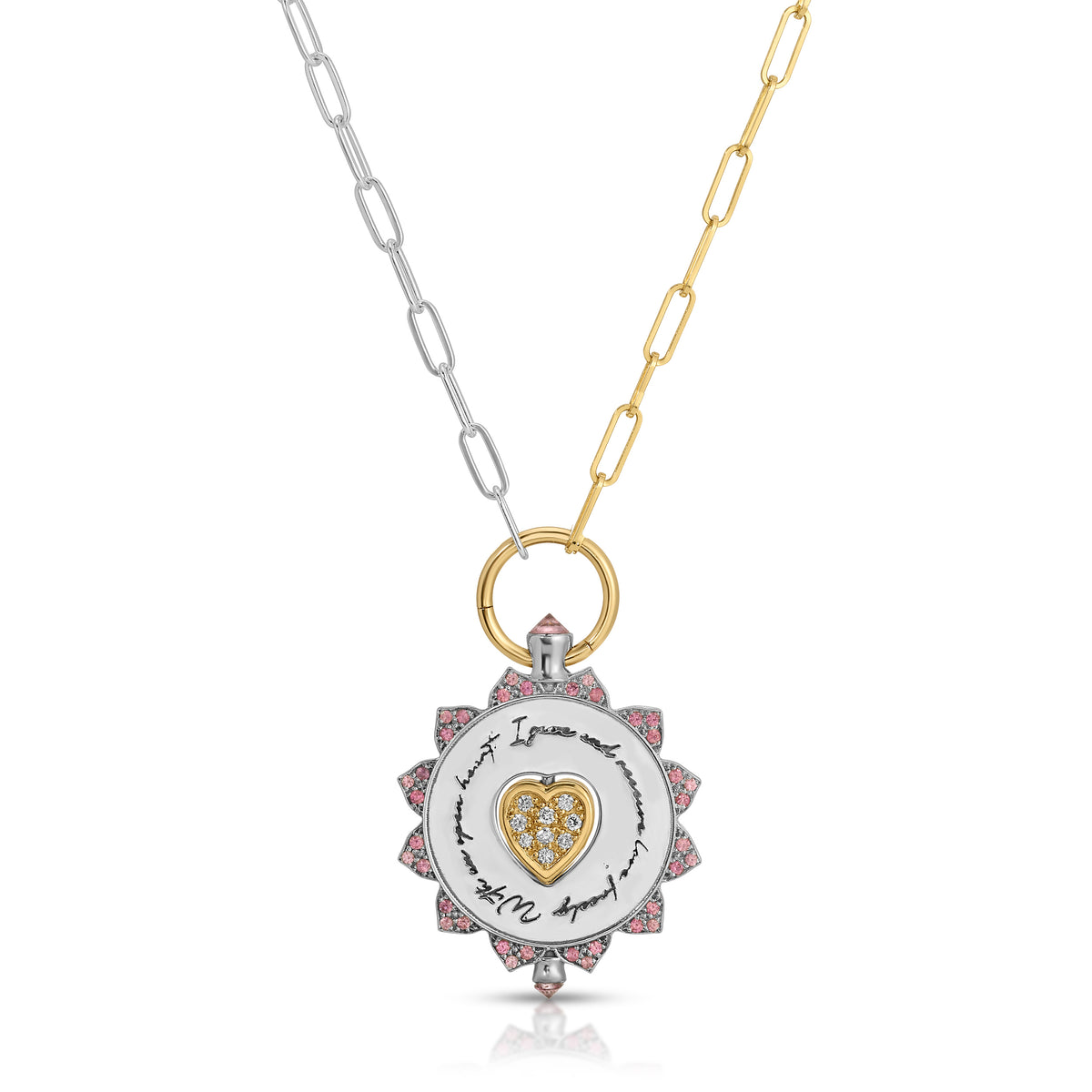 Ready to Ship - large Love medallion Gold and silver