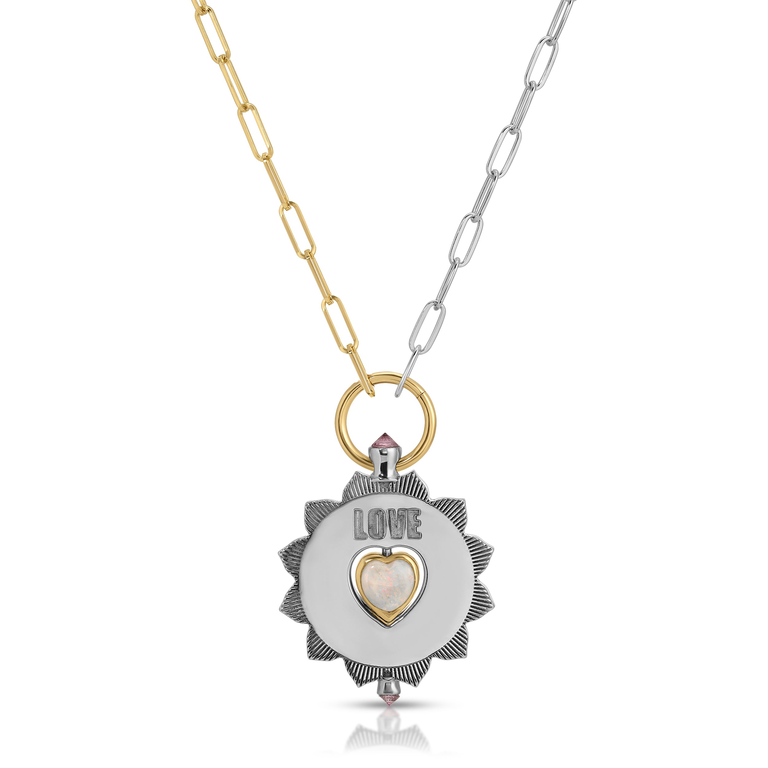 Sample sale. large Love medallion Gold and silver