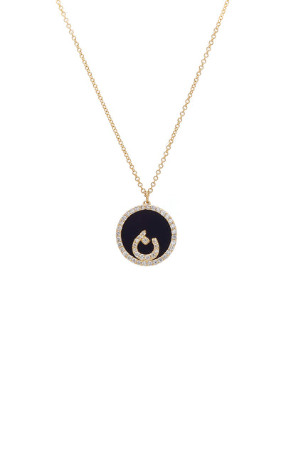 Treasure Disk Persian - Arabic Initial Necklace With Gemstone