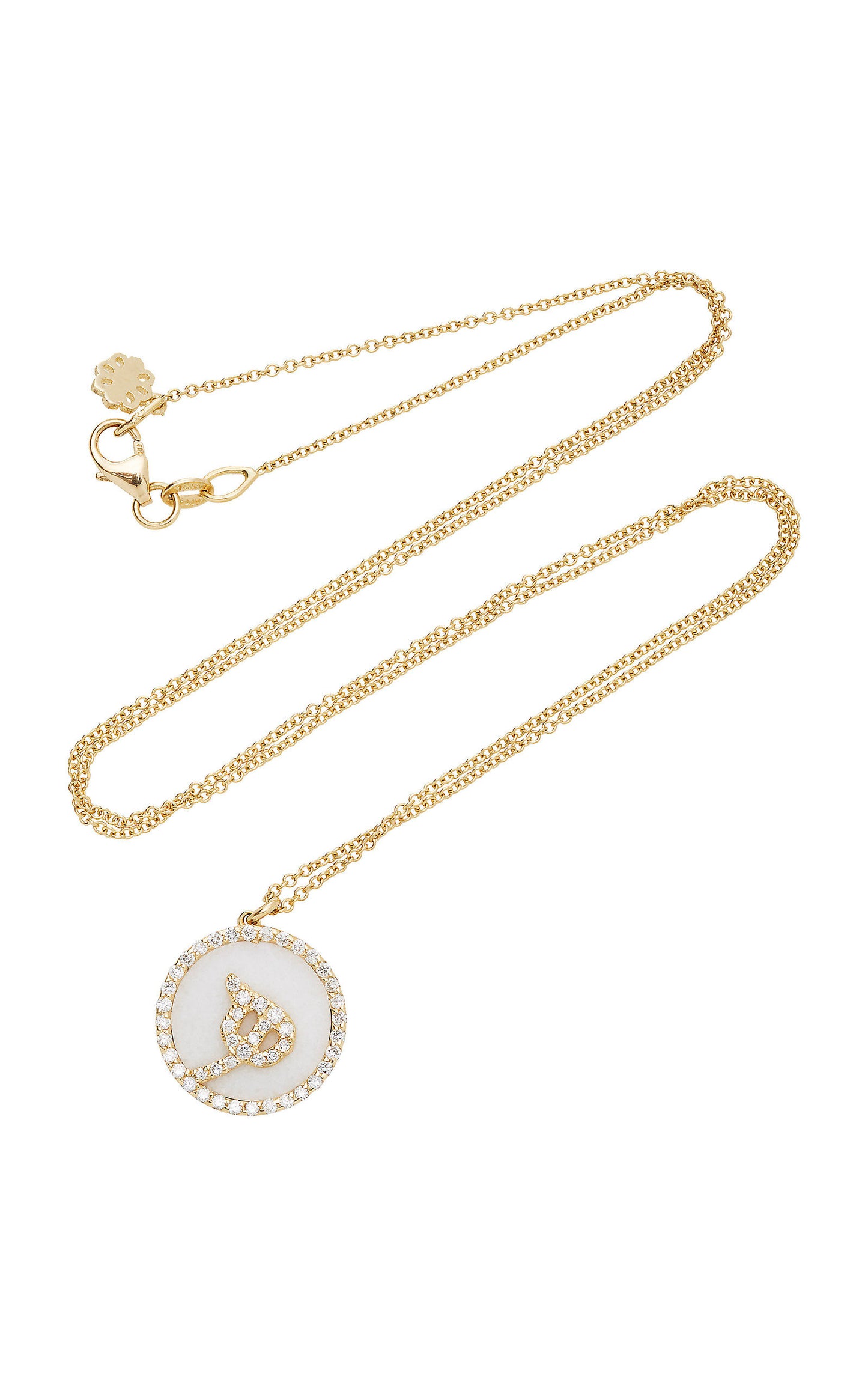 Sample Sale Treasure Disk Persian - Arabic Initial Necklace With Gemstone