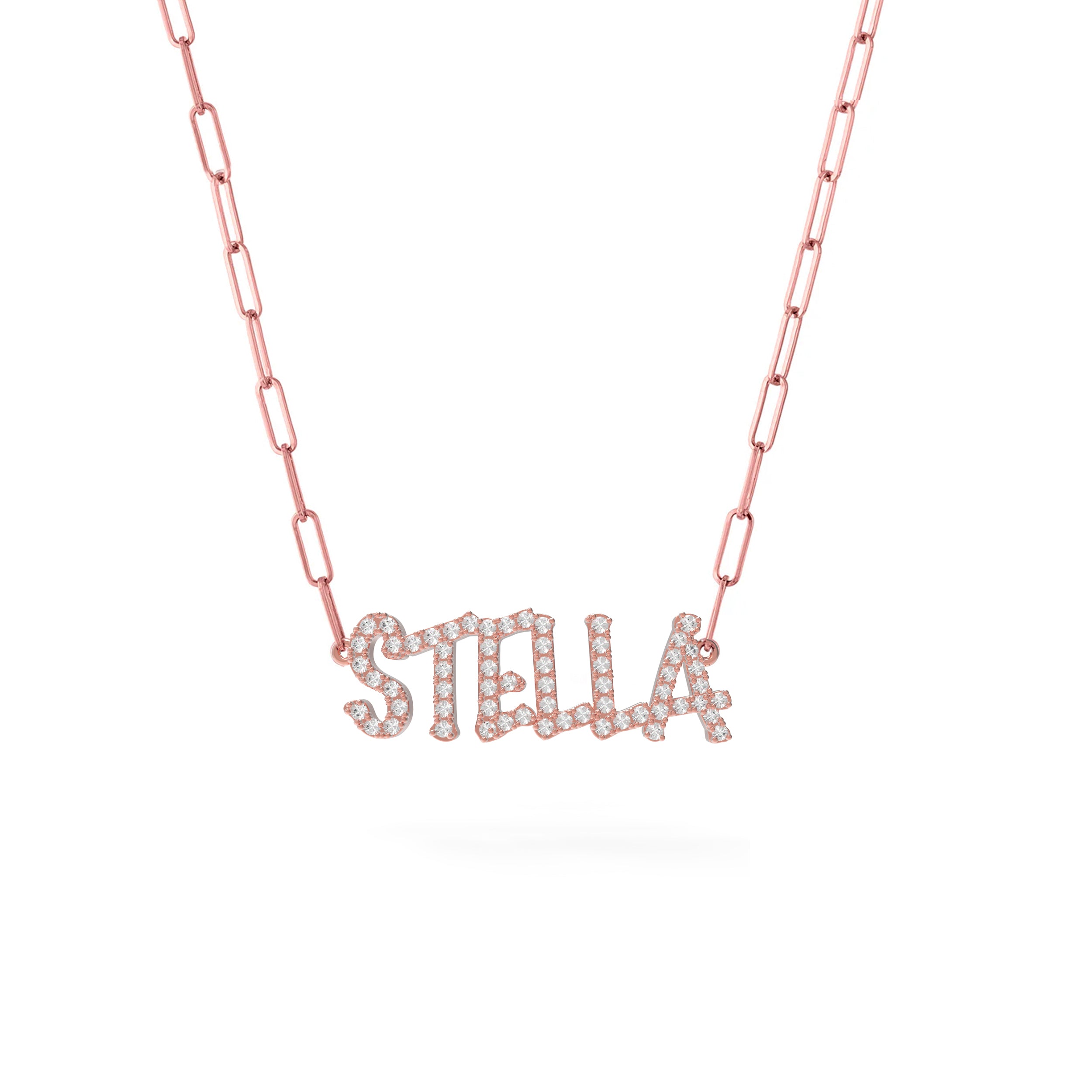 graffiti diamond name necklace