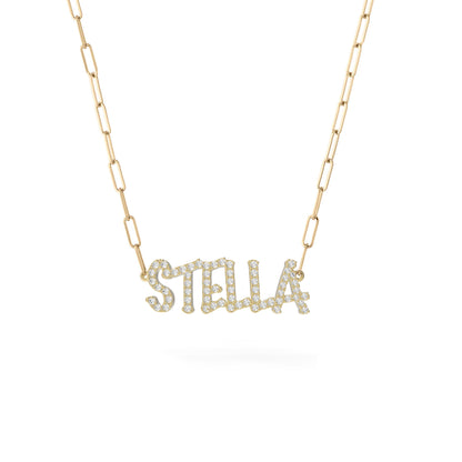 graffiti diamond name necklace