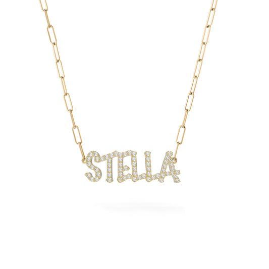 graffiti diamond name necklace