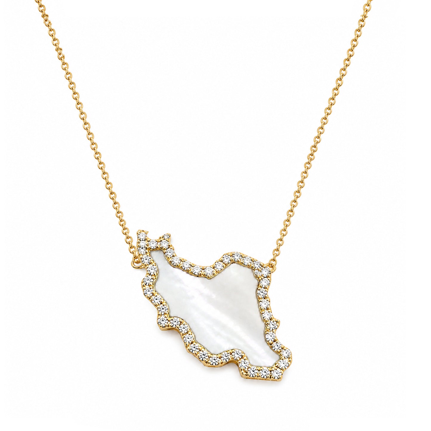 Large Iran Map Gemstone Necklace