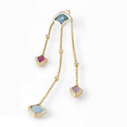 Ready to Ship - Kashan multi stone long drop earrings