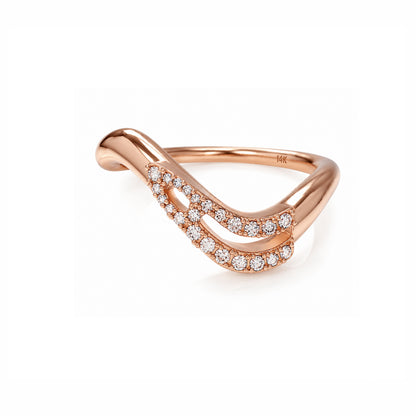 Initial Wave ring Solid gold