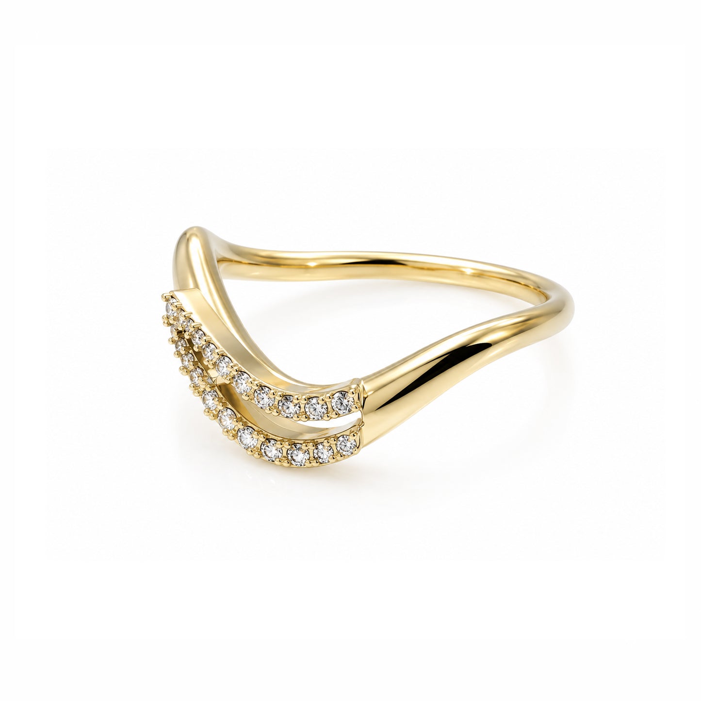 Initial Wave ring Solid gold