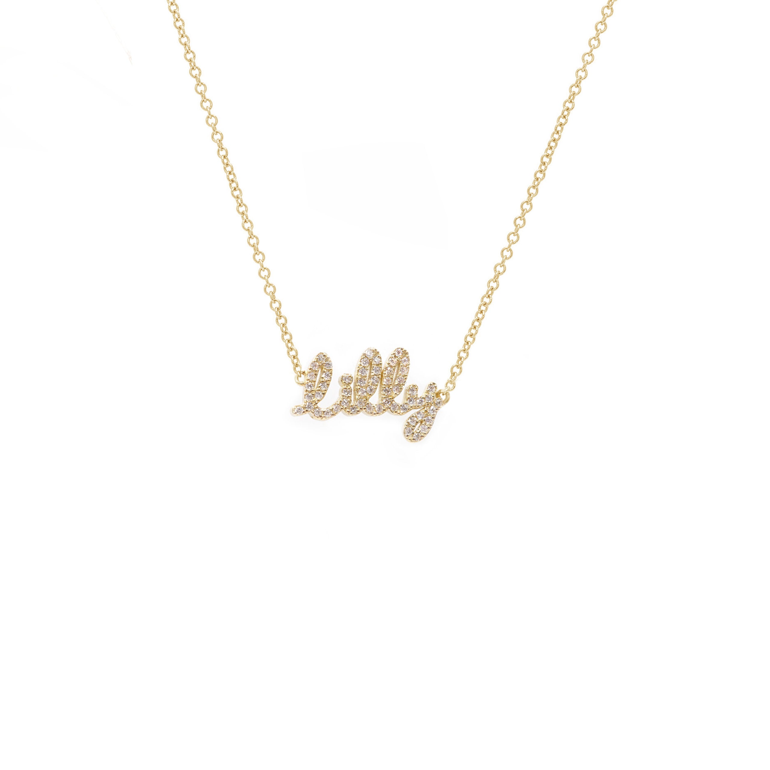 Tiny Treasures English Diamond Name Necklace