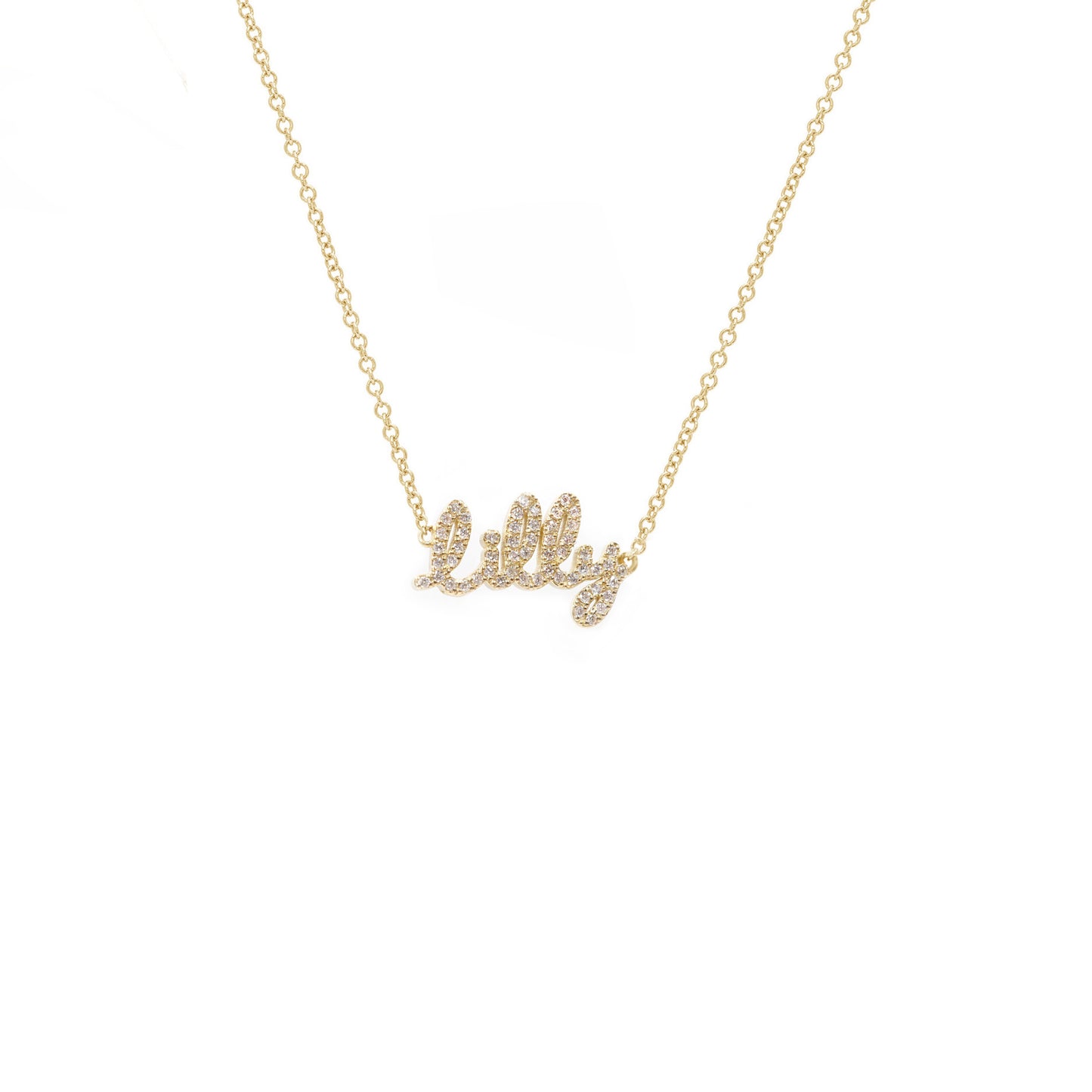 Tiny Treasures English Diamond Name Necklace