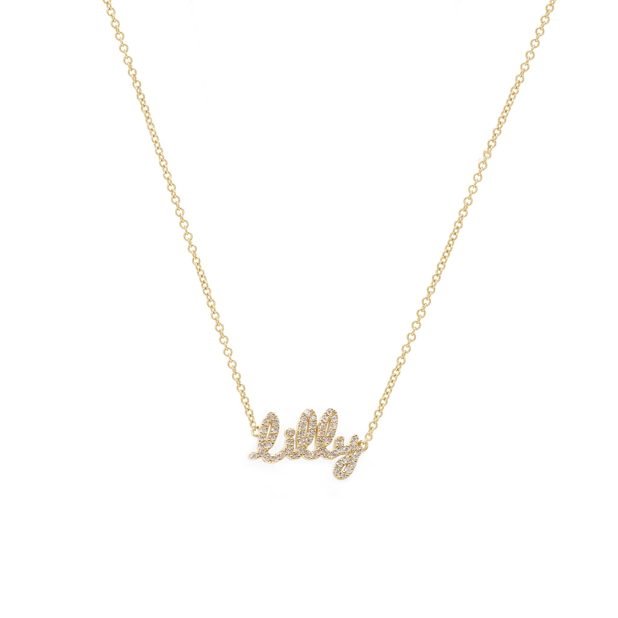 Tiny Treasures English Diamond Name Necklace