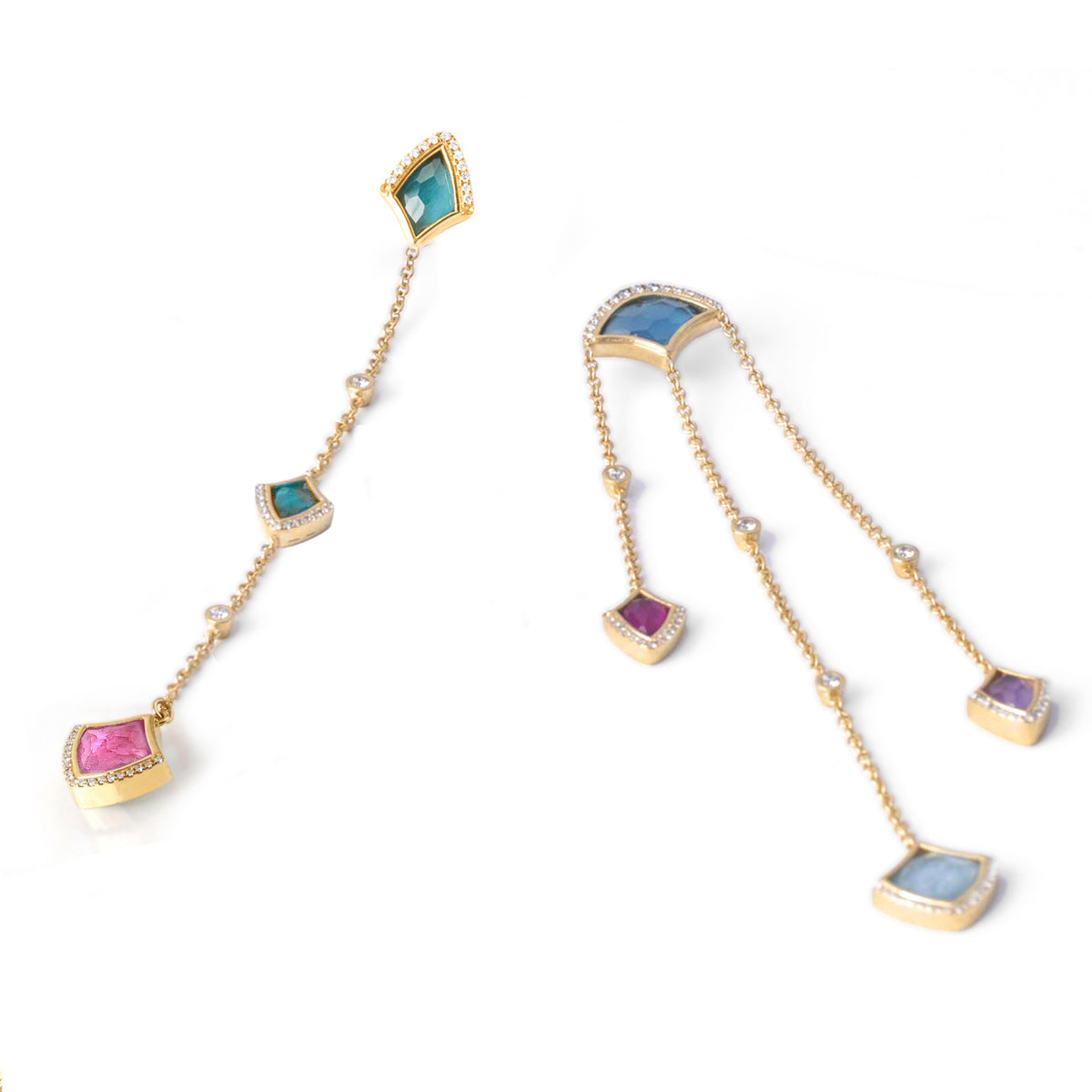 Ready to Ship - Kashan multi stone long drop earrings