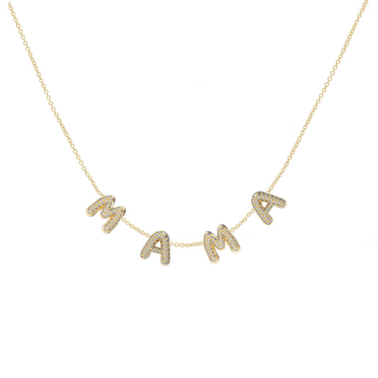 Pave 3D bubble sliding Name Necklace