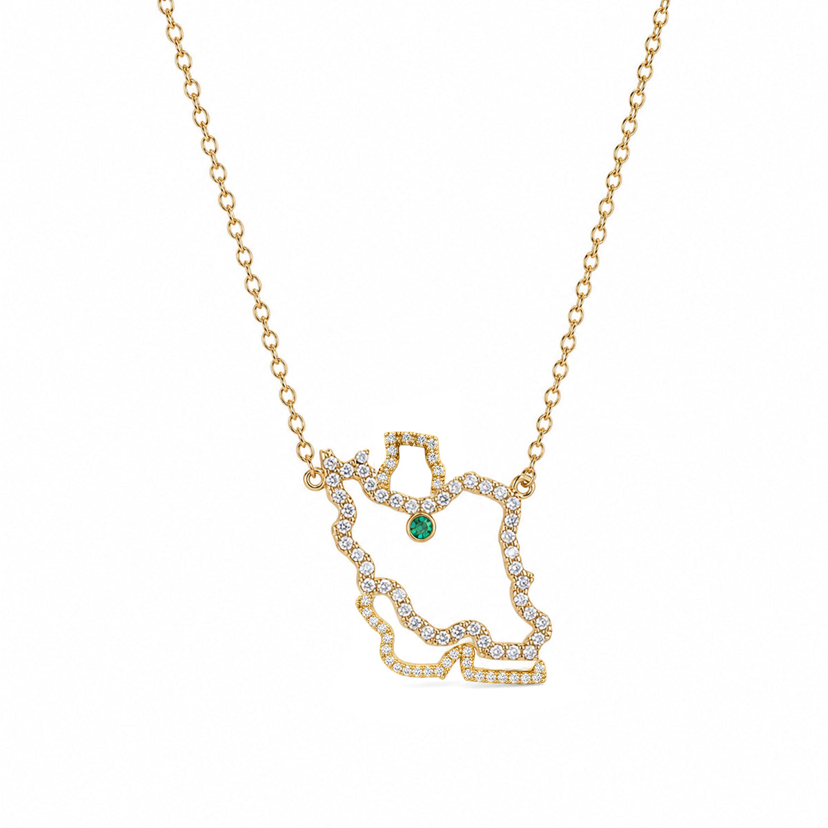 Medium Pave Iran Map Necklace