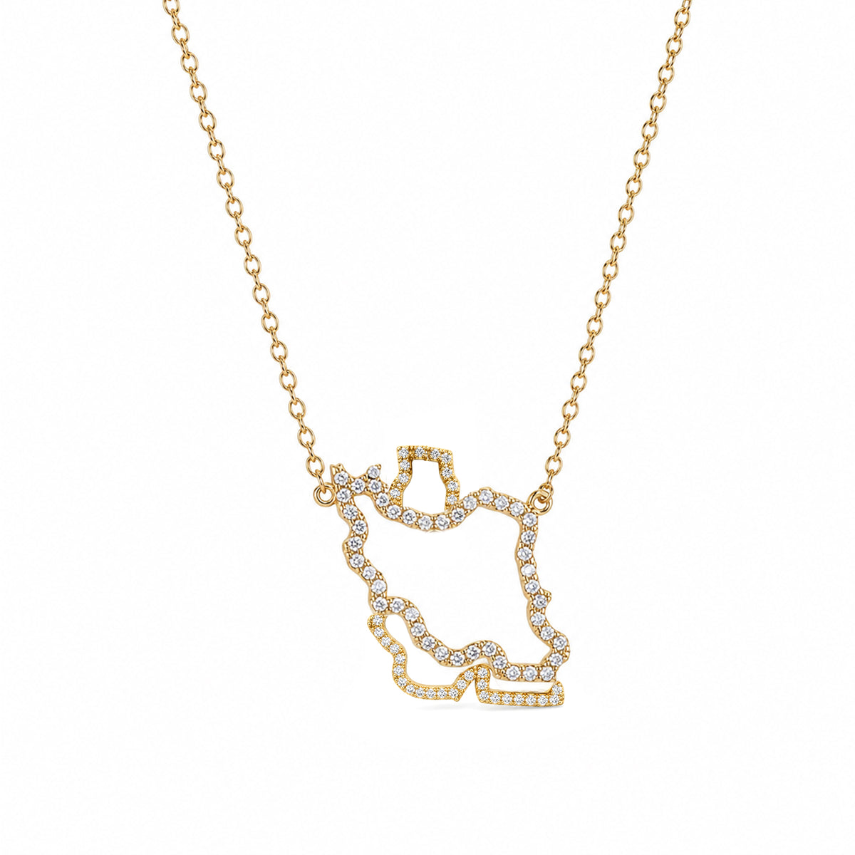 Medium Pave Iran Map Necklace