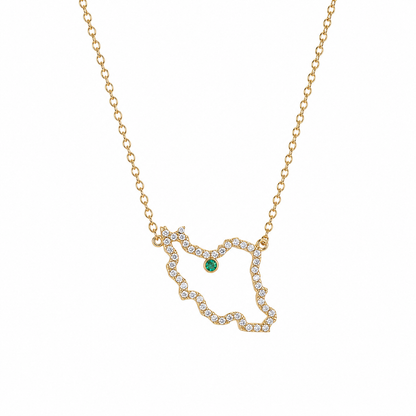 Medium Pave Iran Map Necklace