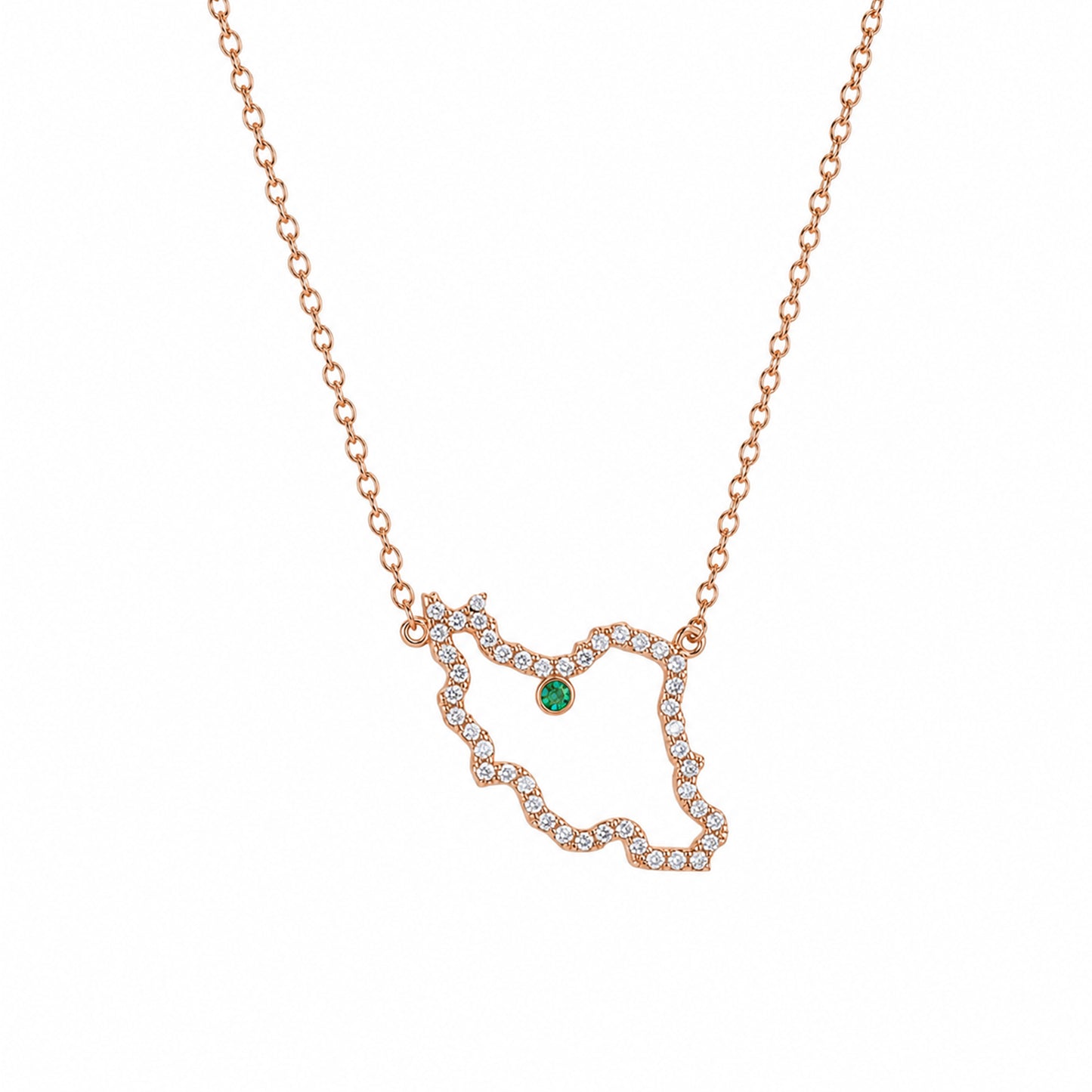 Medium Pave Iran Map Necklace
