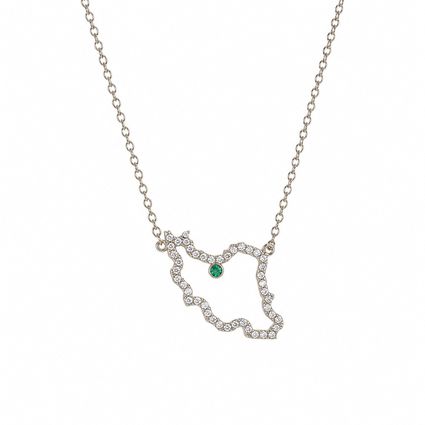 Medium Pave Iran Map Necklace