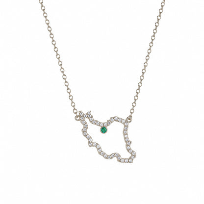 Medium Pave Iran Map Necklace