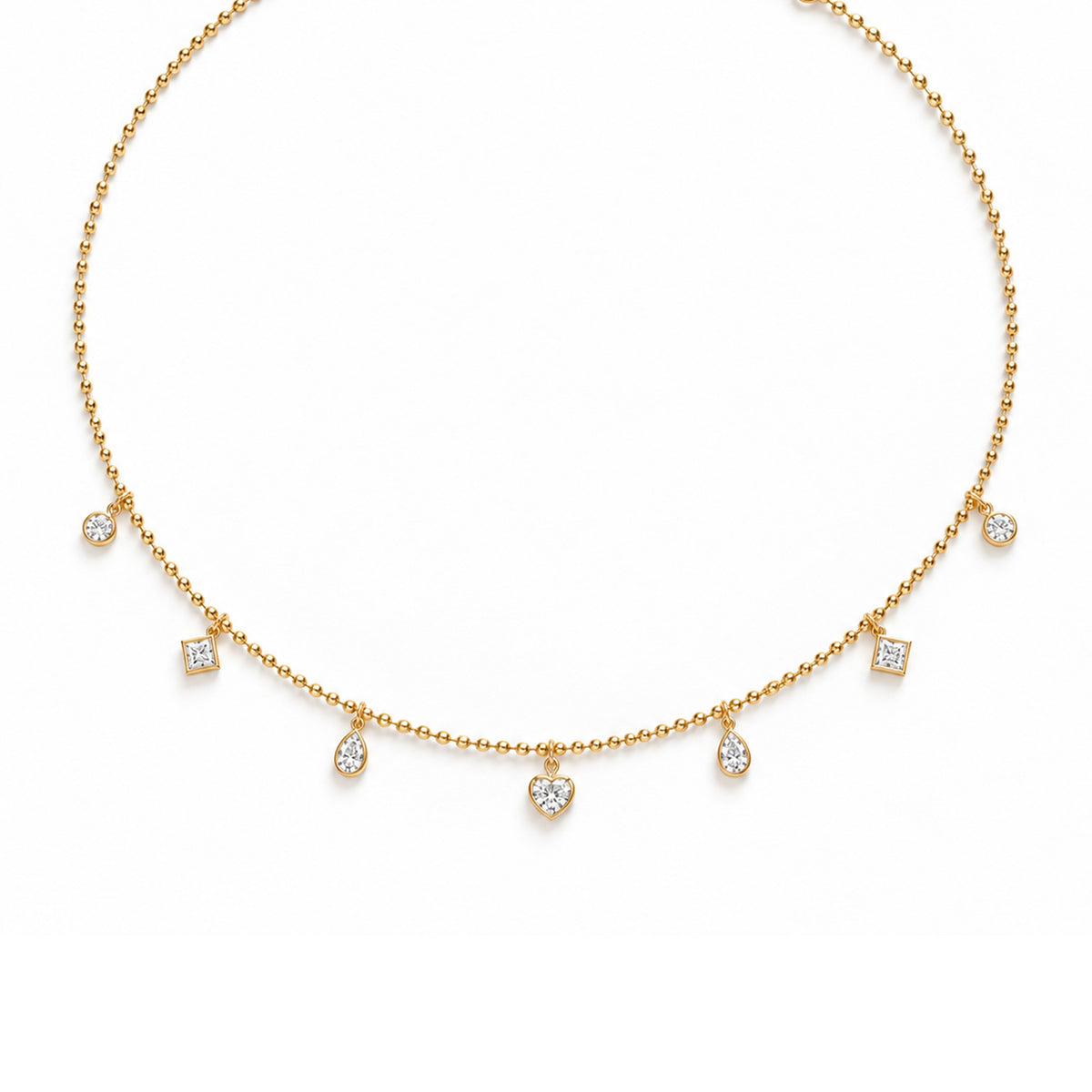 Lab-Diamond drop station necklace