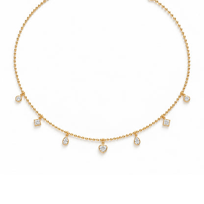 Lab-Diamond drop station necklace