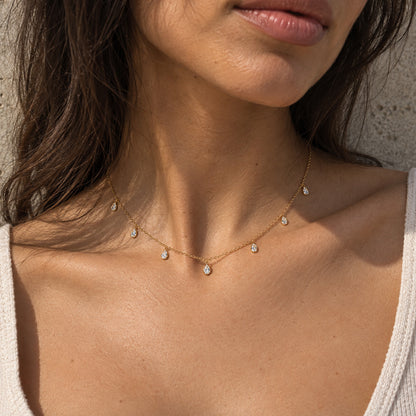 Lab-Diamond drop station necklace