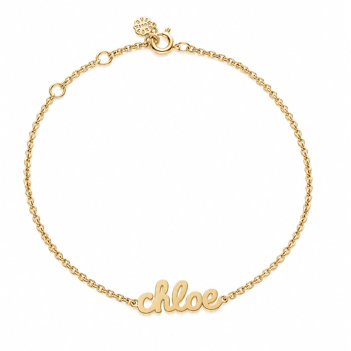 Tiny Treasures English Gold Name Bracelet. Noush Exclusive