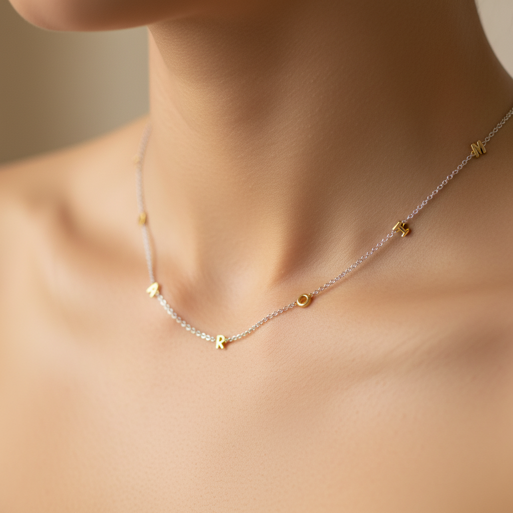 Mini 3D bubble Name Necklace