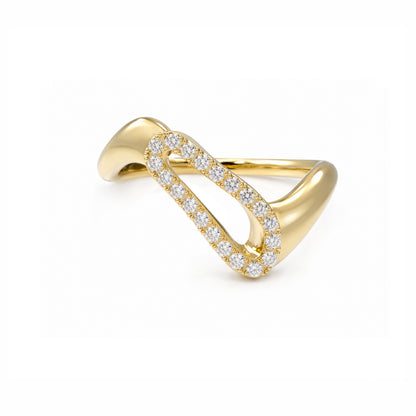 Initial Wave ring Solid gold