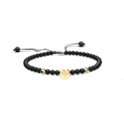 Solid Gold Bubble Letter Gemstone Beaded Bracelet