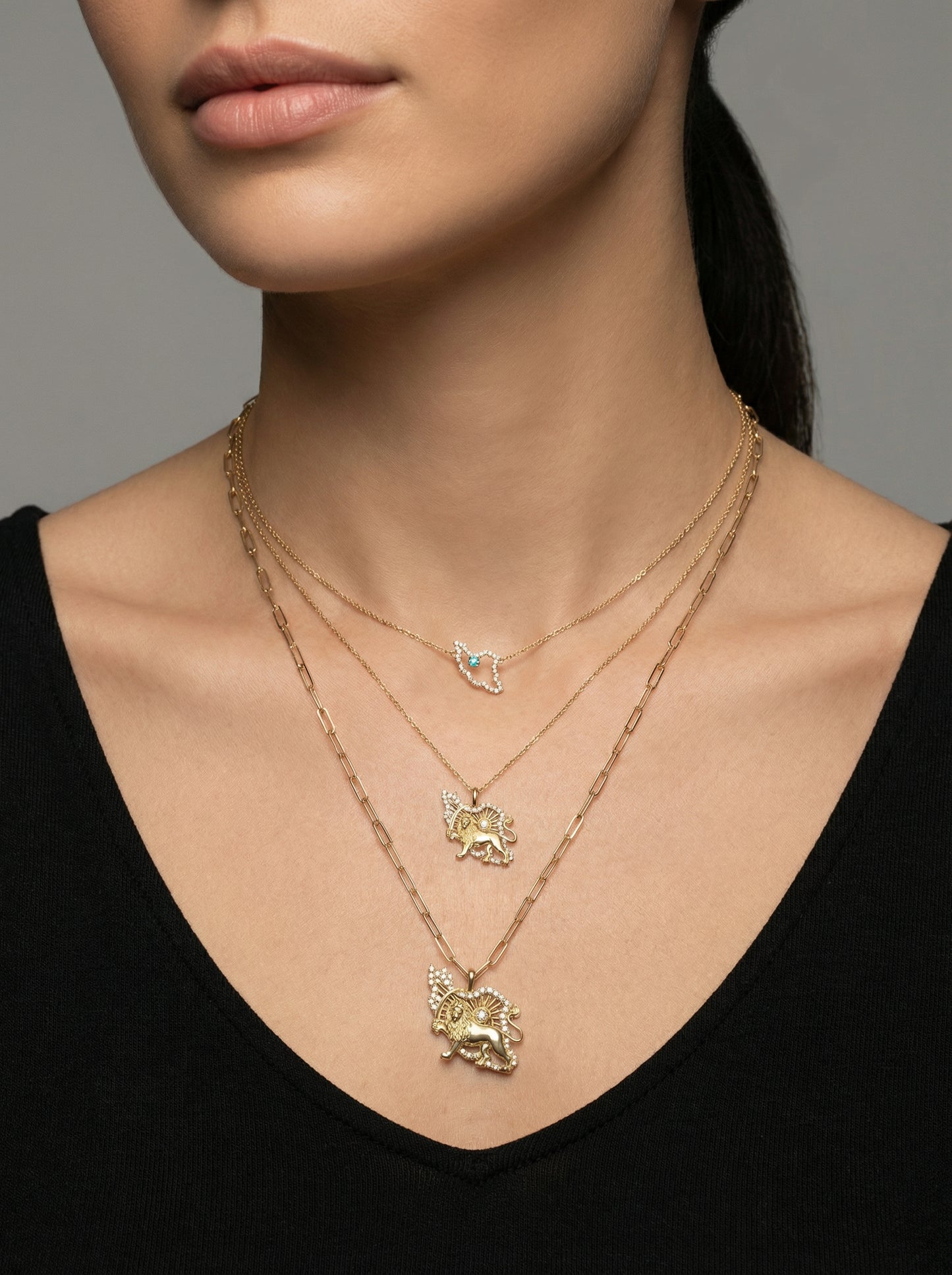 Diamond Iran Shiro Khorshid - Lion and Sun Necklace. Noush Exclusive