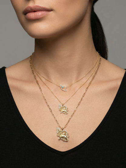Diamond Iran Shiro Khorshid - Lion and Sun Necklace. Noush Exclusive