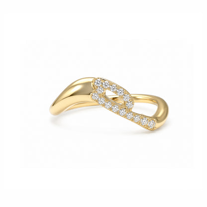 Initial Wave ring Solid gold